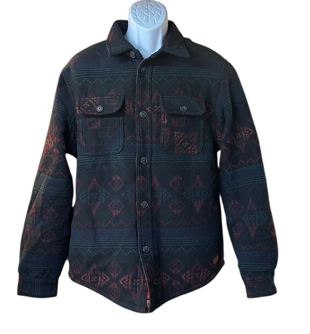 Jachs New York Men's Wool Blend Aztec Southwest Sherpa Lined Shirt-jacket Size M